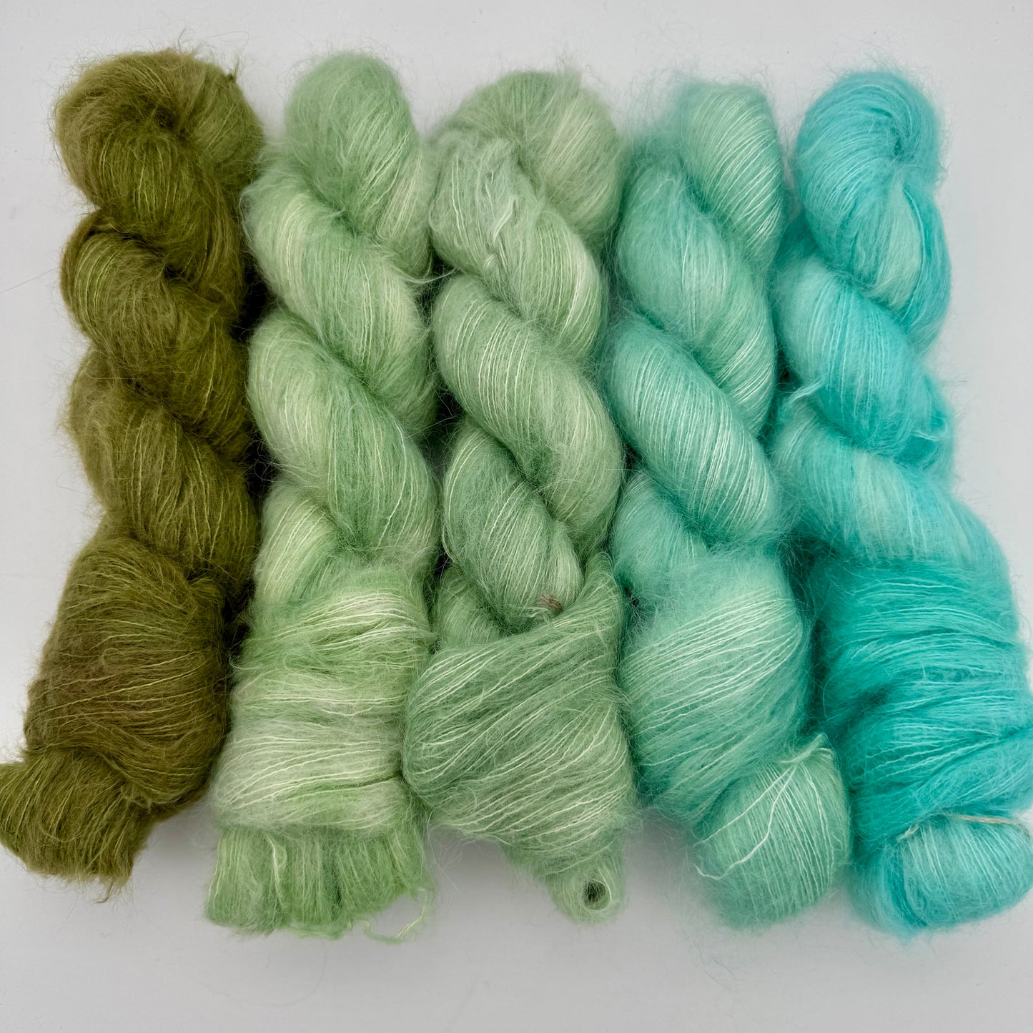 Fluffy Bundle: Green/Blue Fun (5 skeins)